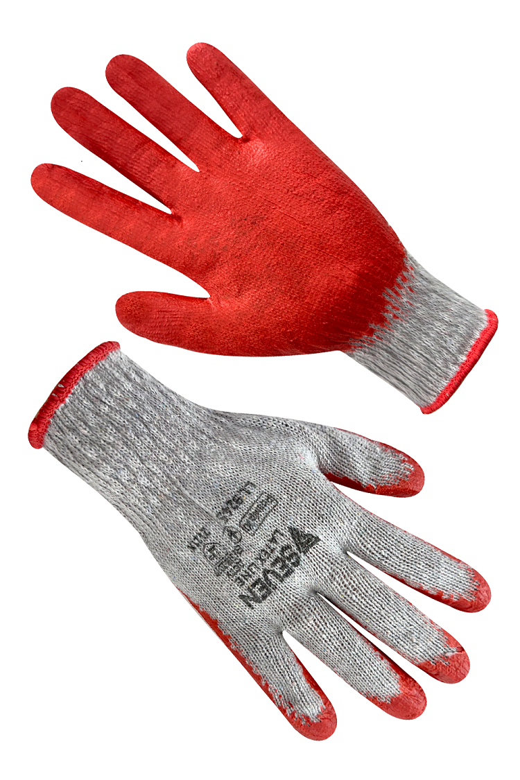 Рукавички бавовняні білі з червоним латексним покриттям SEVEN 69245